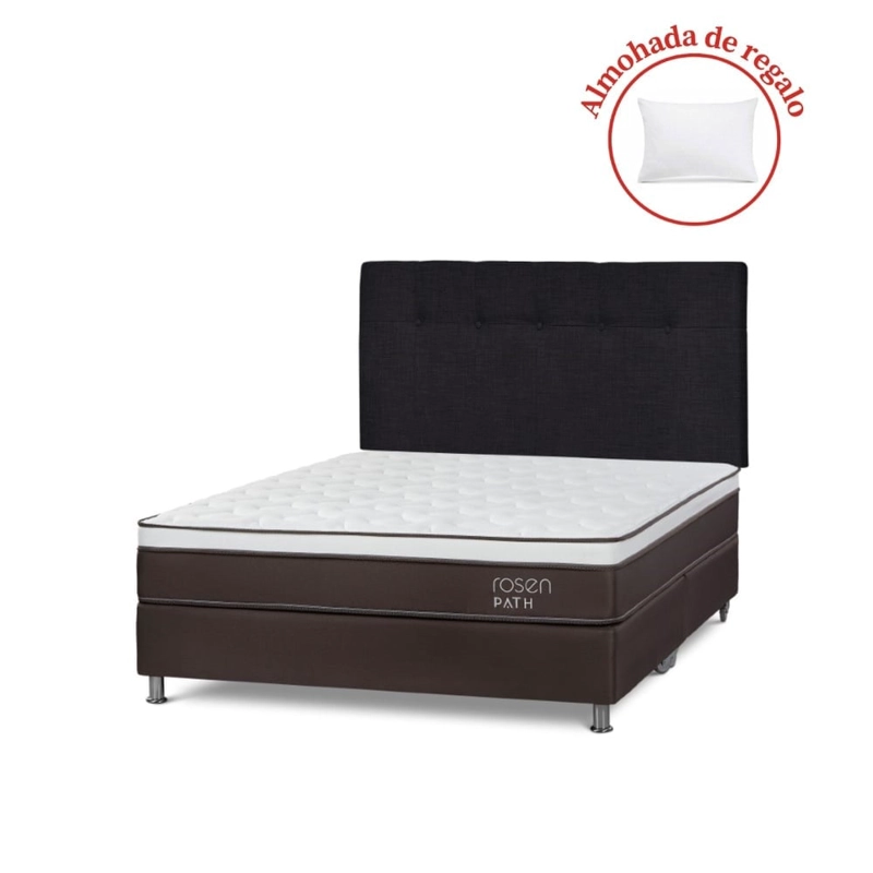 DORMITORIO ROSEN PATH CAFÉ QUEEN NEW BENNET GRAFITO + 2 ALMOHADAS - 1