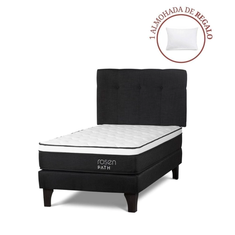 DORMITORIO EUROPEO ROSEN PATH GRAFITO 1.5 PLAZAS NEW BENNET GRAFITO + 1 ALMOHADA - 1