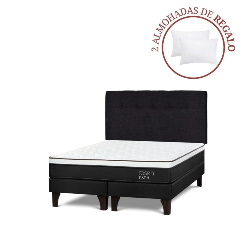 DORMITORIO EUROPEO ROSEN PATH GRAFITO QUEEN NEW BENNET GRAFITO + 2 ALMOHADAS - 1