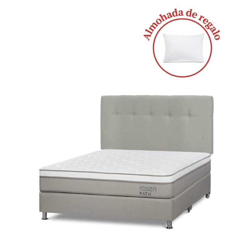 DORMITORIO ROSEN PATH NIEBLA QUEEN NEW BENNET NATURAL + 2 ALMOHADAS - 1
