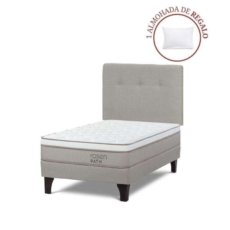 DORMITORIO EUROPEO ROSEN PATH NIEBLA 1.5 PLAZAS NEW BENNET NATURAL + 1 ALMOHADA - 1