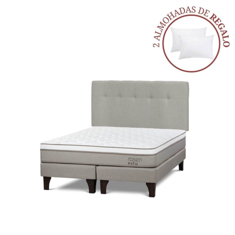 DORMITORIO EUROPEO ROSEN PATH NIEBLA KING NEW BENNET NATURAL + 2 ALMOHADAS - 1