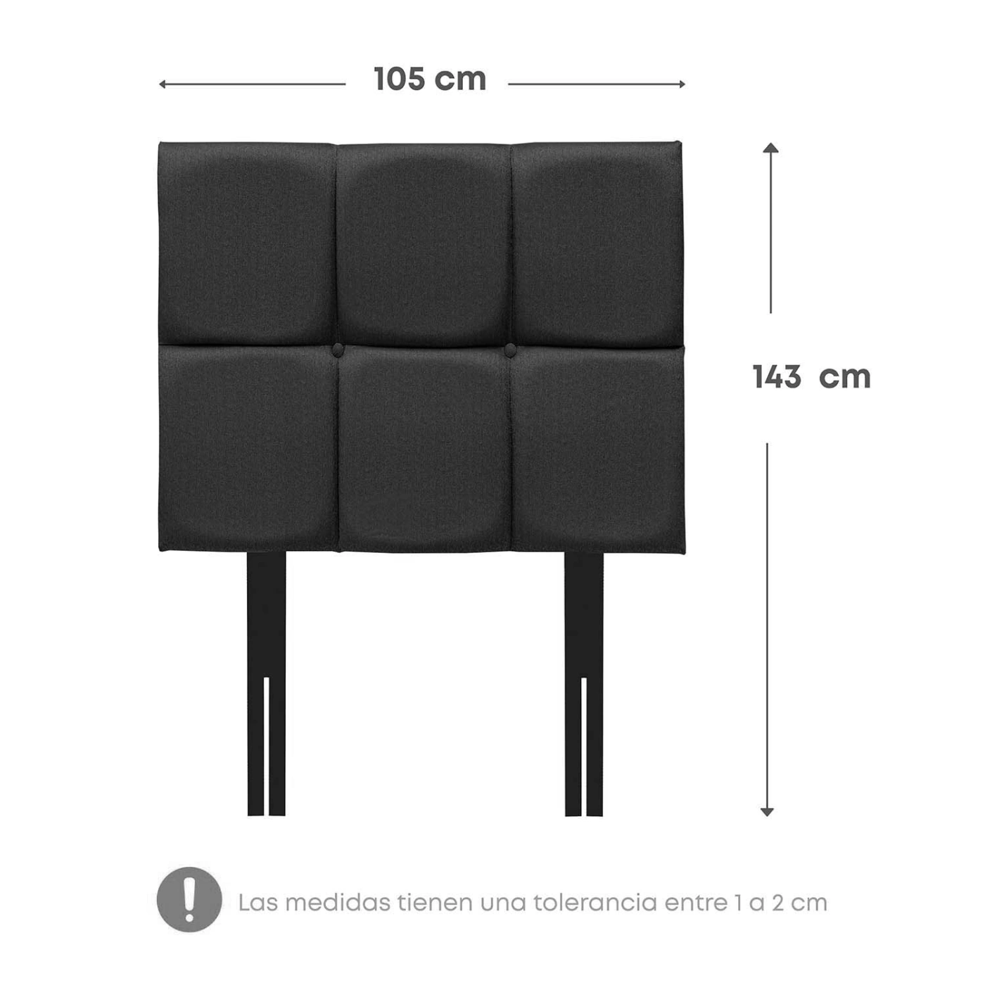 DORMITORIO BOXET RIZZOLI NAPOLES 1.5 PLAZAS CUADROS GRIS - 8