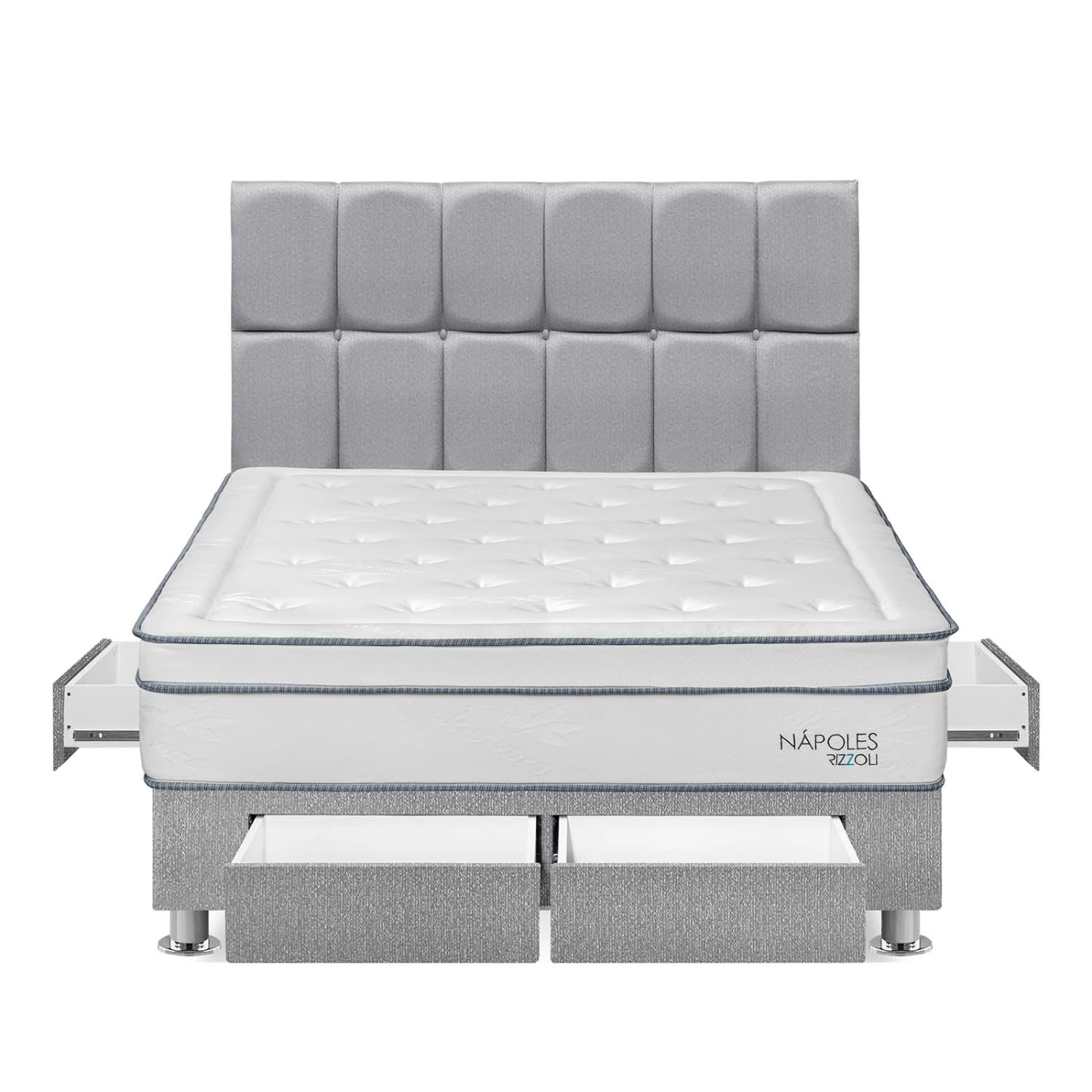 DORMITORIO AMERICANO RIZZOLI NAPOLES KING CON CAJONES CUADROS PLATA - 1