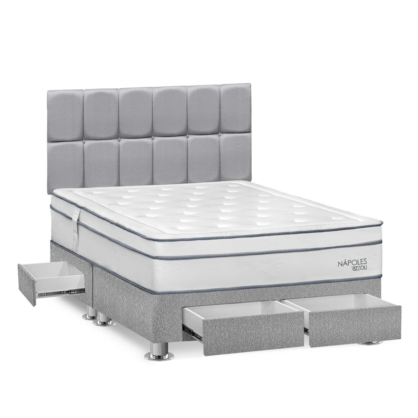 DORMITORIO AMERICANO RIZZOLI NAPOLES KING CON CAJONES CUADROS PLATA - 2
