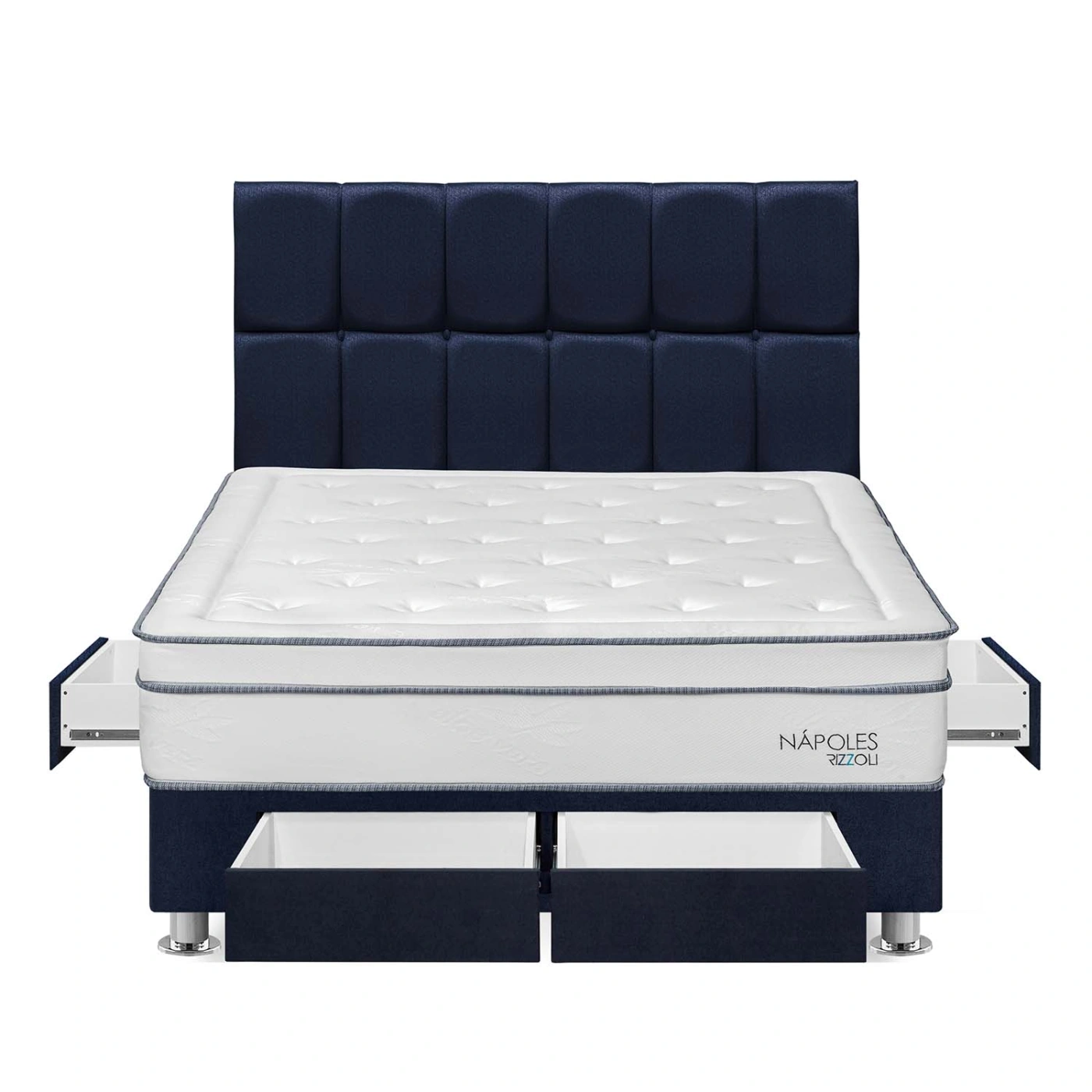 DORMITORIO AMERICANO RIZZOLI NAPOLES KING CON CAJONES CUADROS AZUL - 1