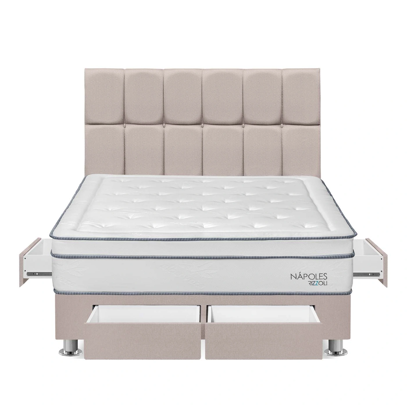 DORMITORIO AMERICANO RIZZOLI NAPOLES KING CON CAJONES CUADROS BEIGE - 1