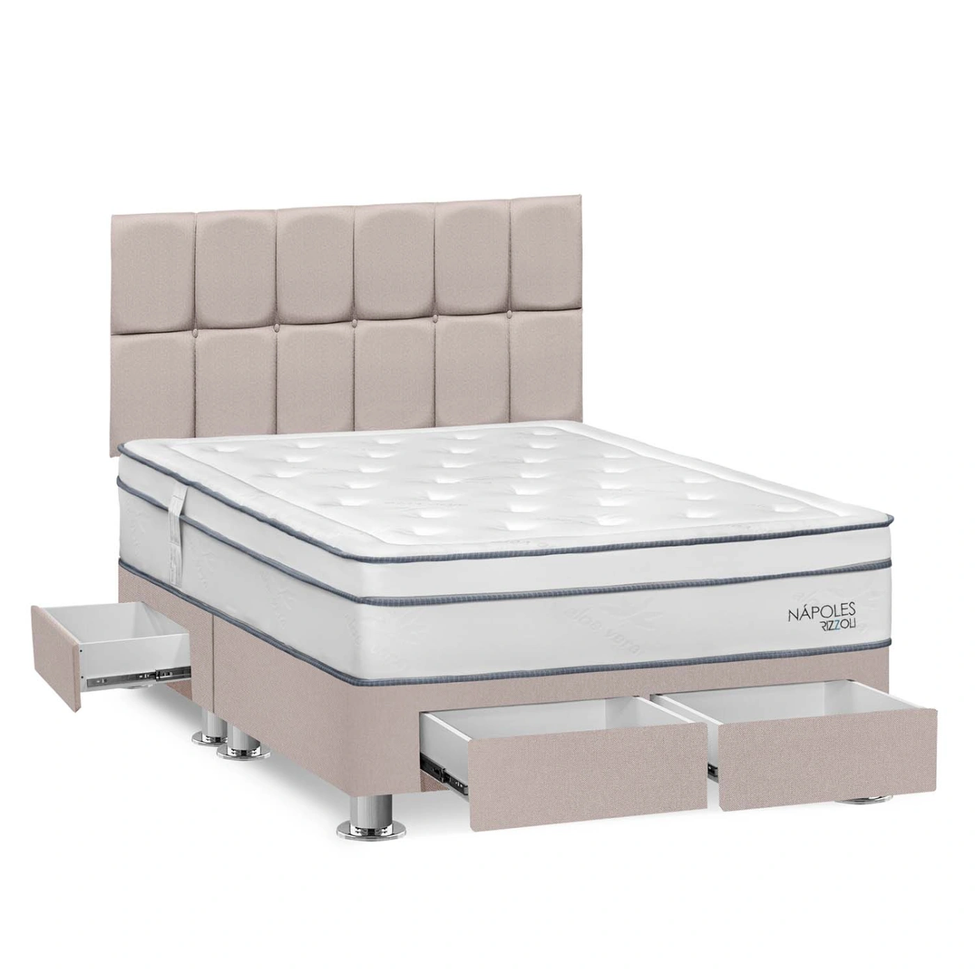 DORMITORIO AMERICANO RIZZOLI NAPOLES KING CON CAJONES CUADROS BEIGE - 2