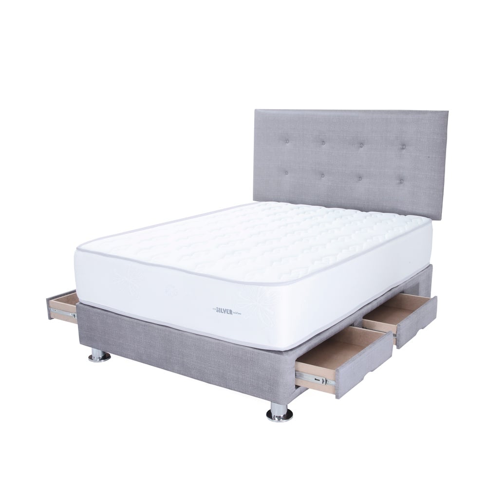 DORMITORIO AMERICANO EL CISNE CLÁSICO 1.5 PLAZAS CON CAJONES POCKET SILVER GRIS - 1