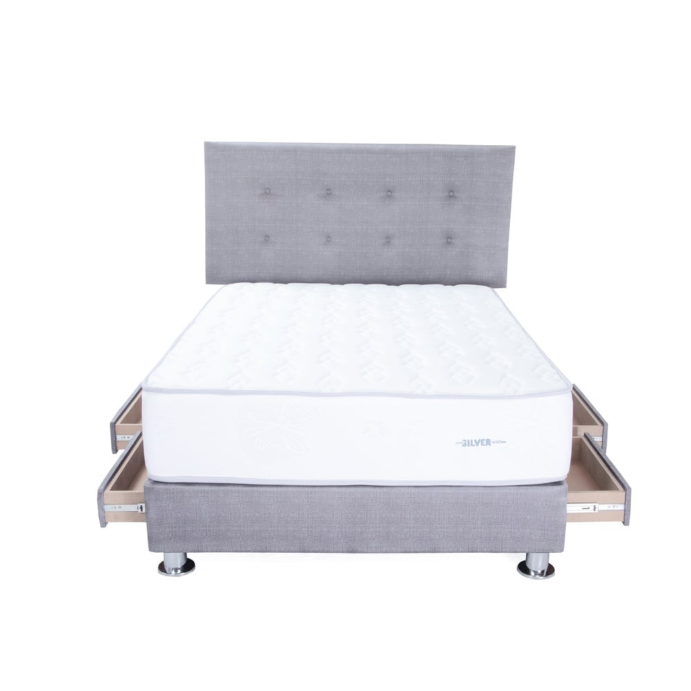 DORMITORIO AMERICANO EL CISNE CLÁSICO 1.5 PLAZAS CON CAJONES POCKET SILVER GRIS - 3
