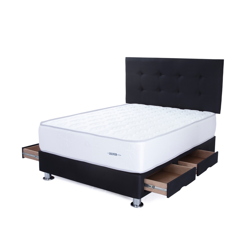 DORMITORIO AMERICANO EL CISNE CLÁSICO 1.5 PLAZAS CON CAJONES POCKET SILVER NEGRO - 1