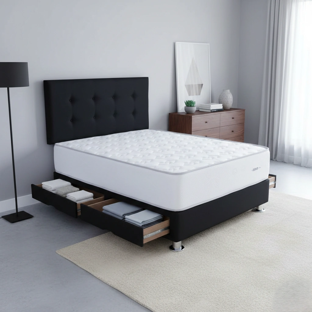 DORMITORIO AMERICANO EL CISNE CLÁSICO 2 PLAZAS CON CAJONES POCKET SILVER NEGRO - 1