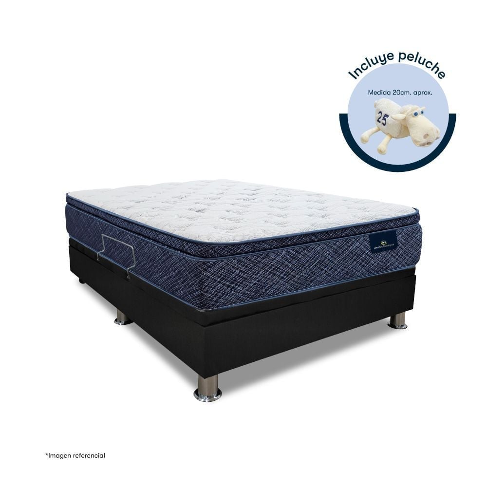 CAMA BOXET SERTA KENYA 1.5 PLAZAS GRIS - 1