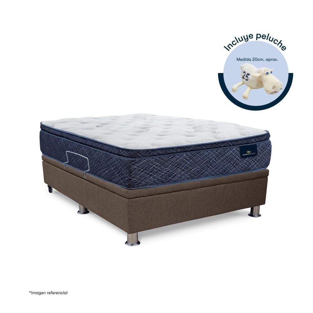 CAMA BOXET SERTA FINEZZA 1.5 PLAZAS MARRÓN - 1