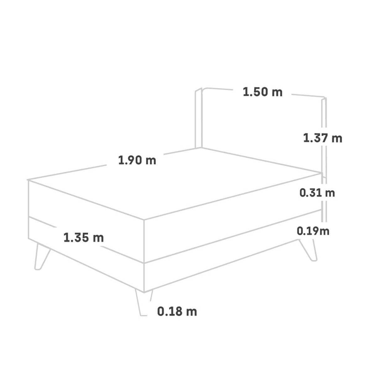 DORMITORIO EUROPEO ROYAL CROWN 2 PLAZAS + CABECERA GOLD CHAMPAGNE + VELADOR BRISSE + 2 ALMOHADAS VISCOELÁSTICAS - 5