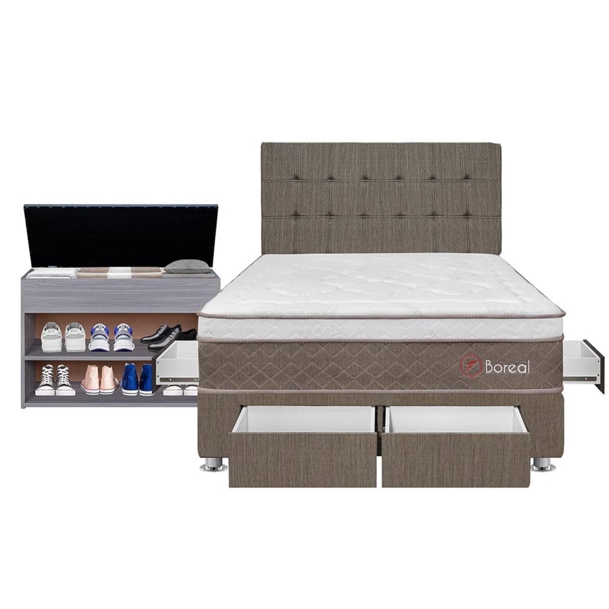 DORMITORIO FORLI BOREAL 2 PLAZAS CON CAJONES + ZAPATERA - 1