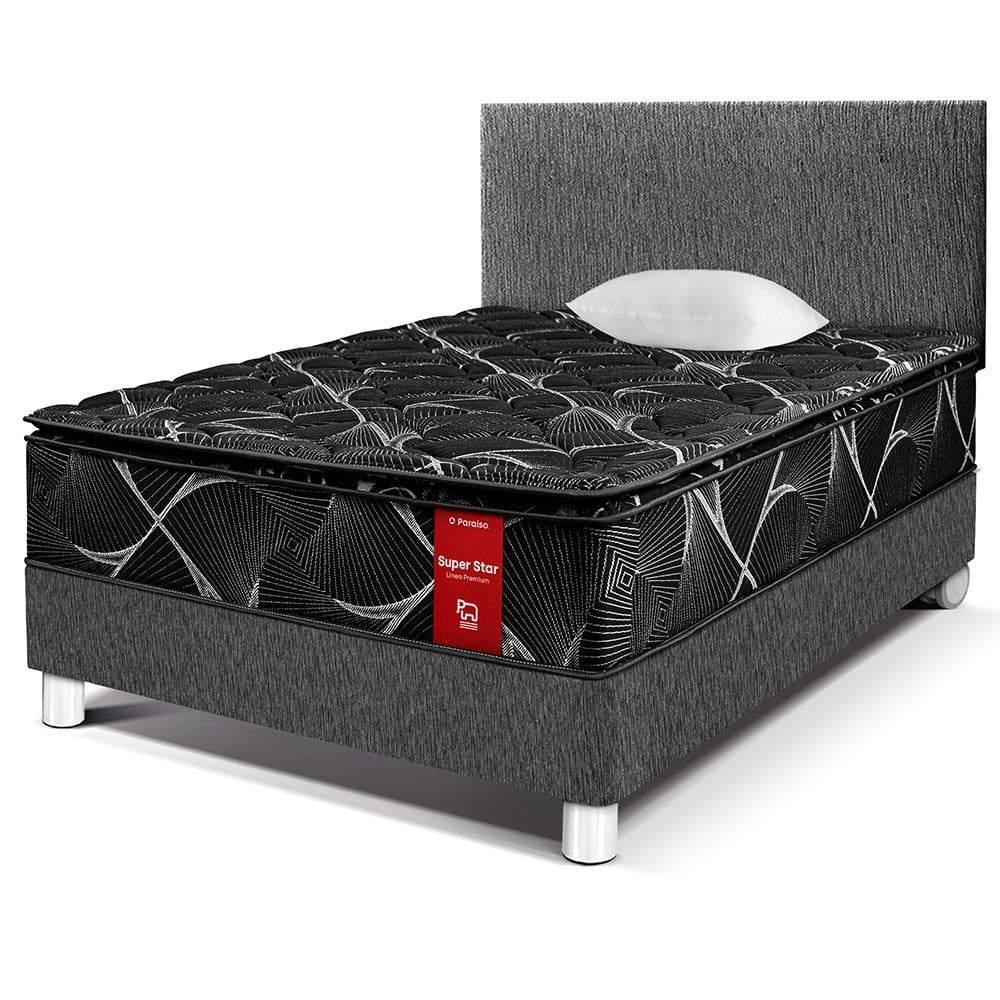 DORMITORIO AMERICANO PARAÍSO SUPER STAR NEGRO 1.5 PLAZAS NEGRO - 1