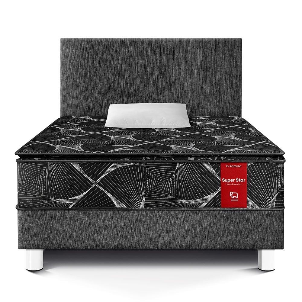 DORMITORIO AMERICANO PARAÍSO SUPER STAR NEGRO 1.5 PLAZAS NEGRO - 3