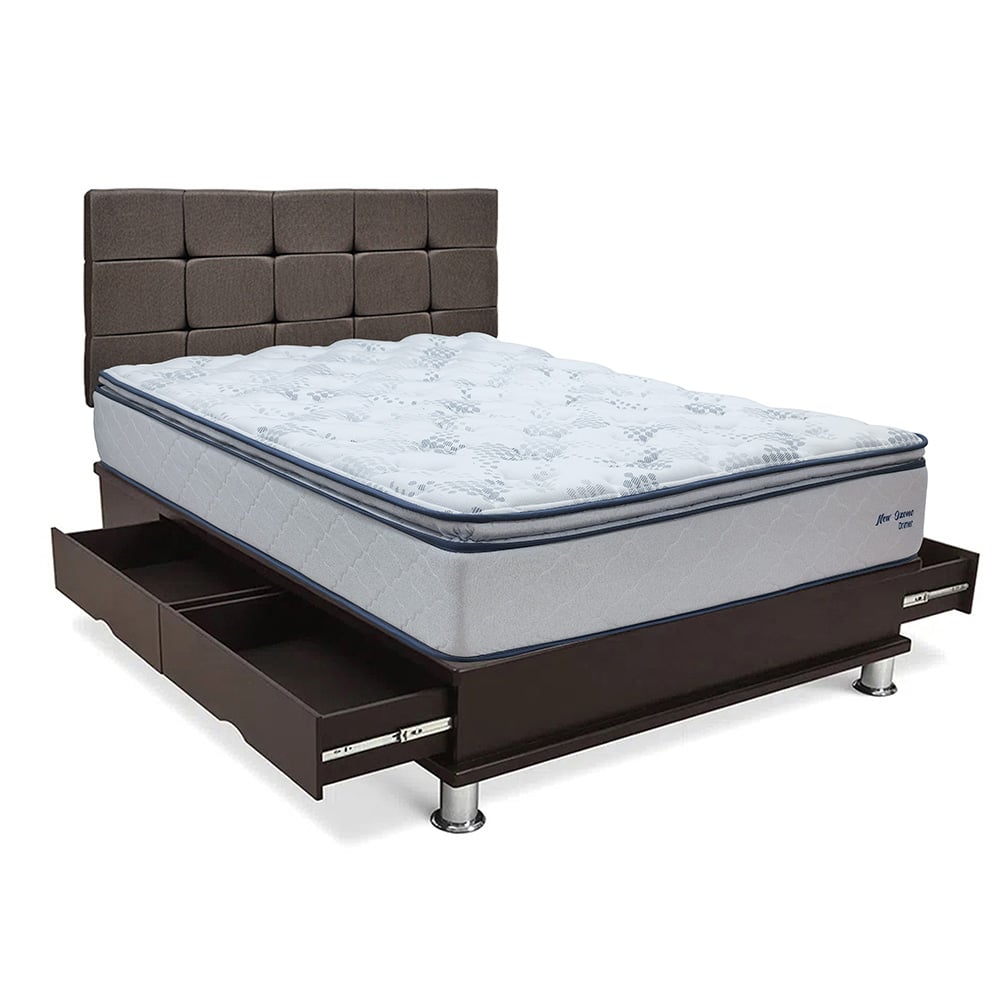DORMITORIO DRIMER NEW OZONO 1.5 PLAZAS CON CAJONES CUADROS MARRÓN - 1