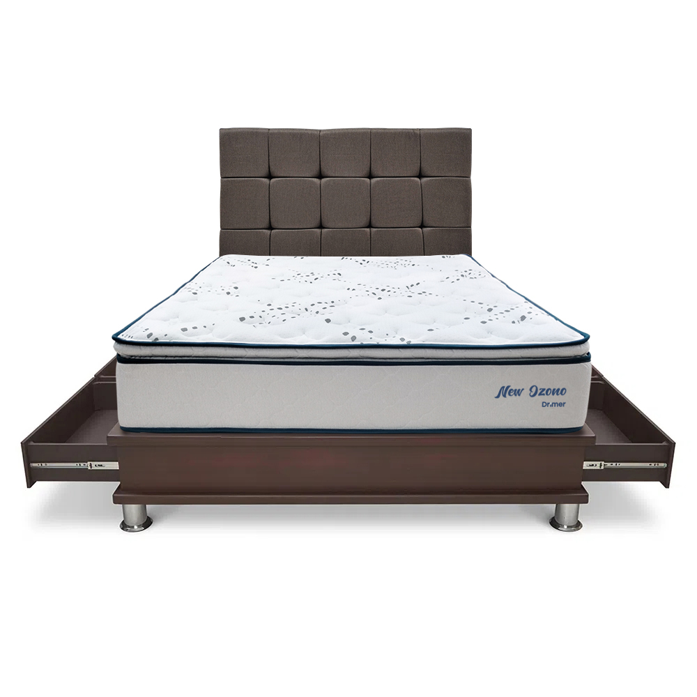 DORMITORIO DRIMER NEW OZONO 2 PLAZAS CON CAJONES CUADROS MARRÓN - 2