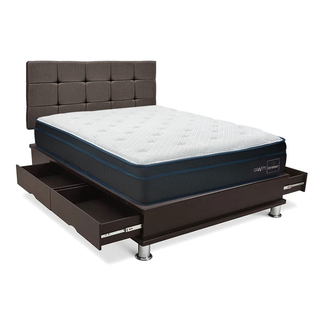 DORMITORIO DRIMER PURE FRESH QUEEN CON CAJONES CUADROS MARRÓN - 1