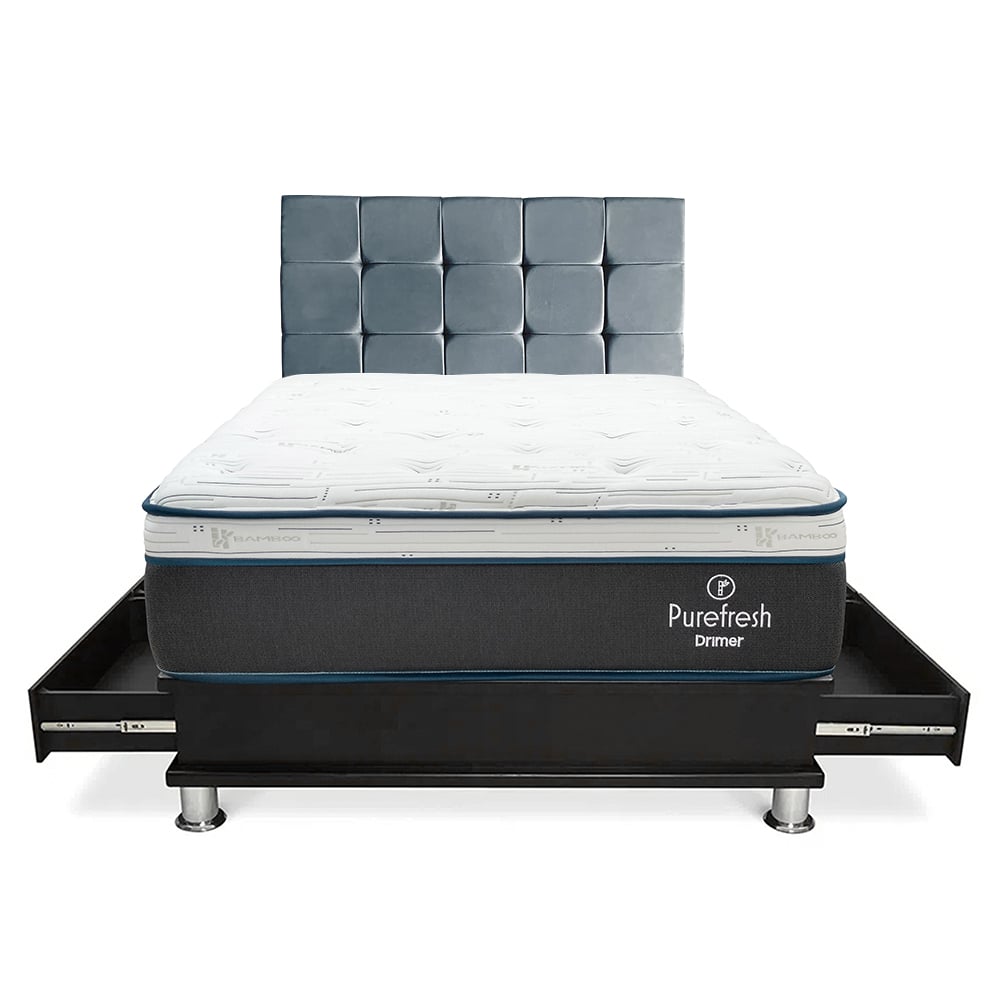 DORMITORIO DRIMER PURE FRESH KING CON CAJONES CUADROS GRIS - 2