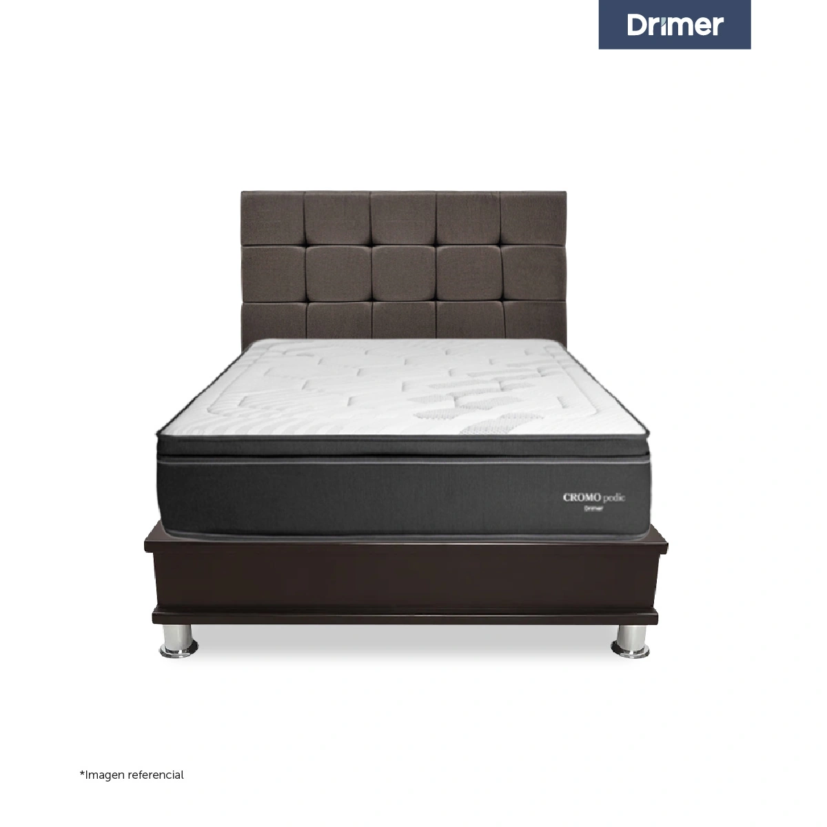DORMITORIO CON CAJONES DRIMER CROMOPEDIC 1.5 PLAZAS CUADROS MARRÓN - 2