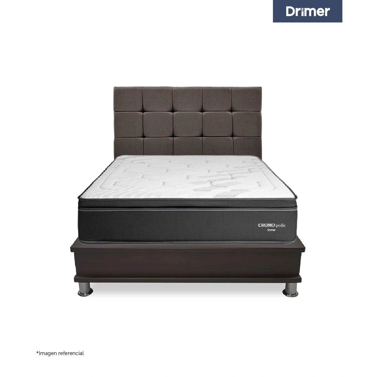 DORMITORIO CON CAJONES DRIMER CROMOPEDIC KING CUADROS MARRÓN - 2