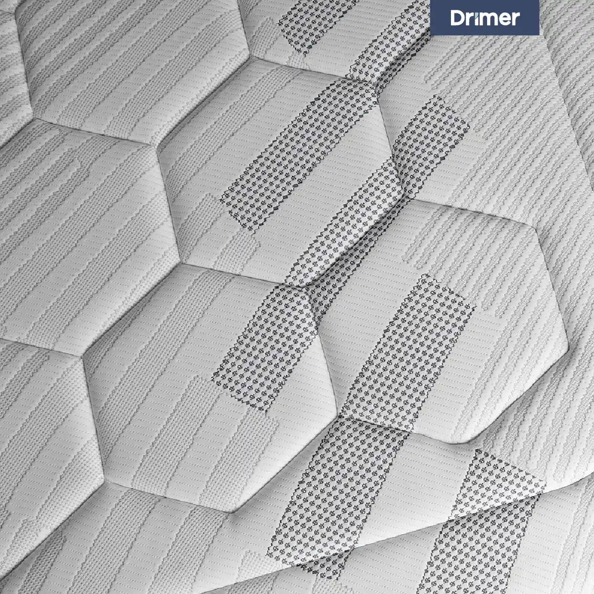 DORMITORIO CON CAJONES DRIMER CROMOPEDIC QUEEN CUADROS GRIS - 4