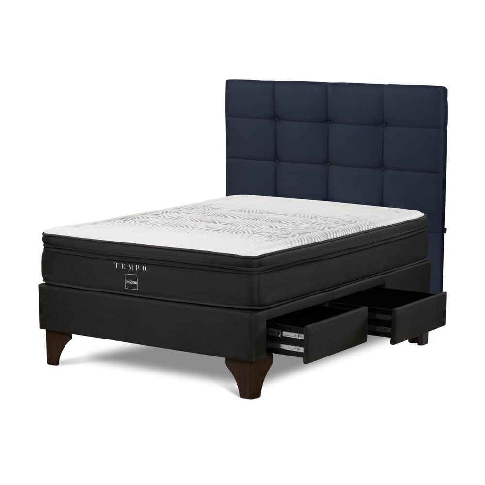 DORMITORIO EUROPEO CON CAJONES ROSEN TEMPO 2 PLAZAS ISSEY AZUL - 2