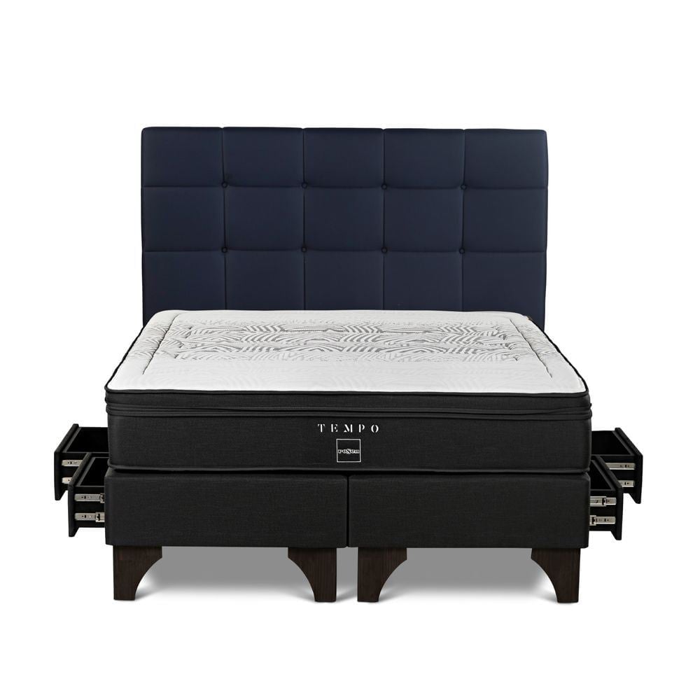DORMITORIO EUROPEO CON CAJONES ROSEN TEMPO KING ISSEY AZUL - 1