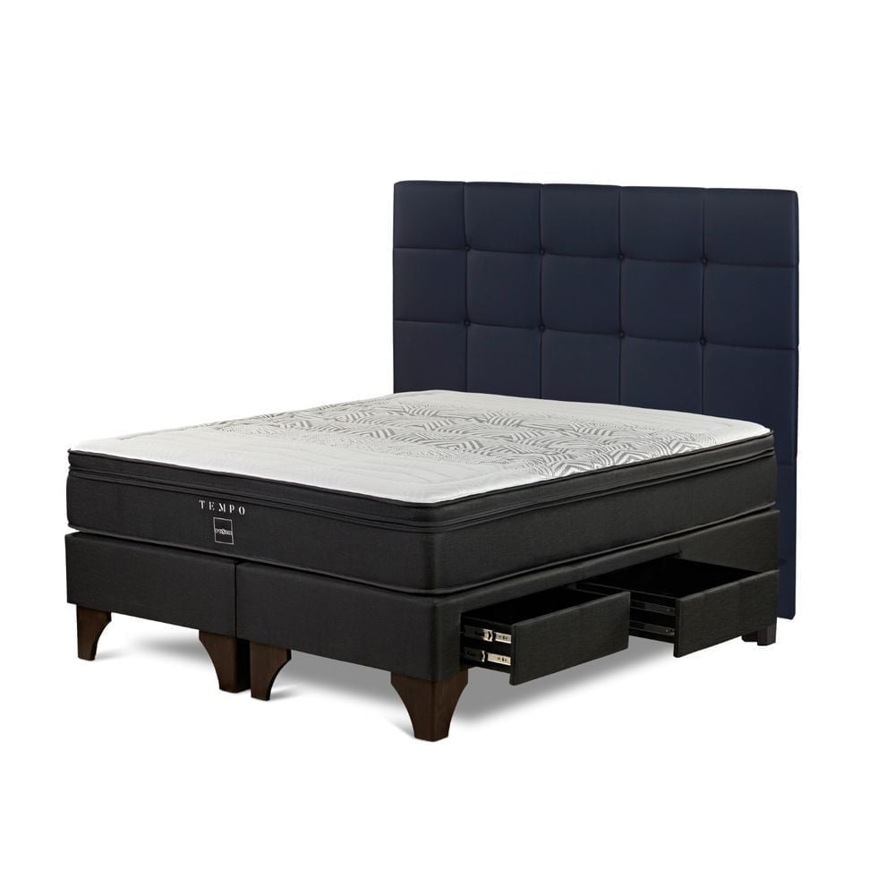 DORMITORIO EUROPEO CON CAJONES ROSEN TEMPO KING ISSEY AZUL - 2