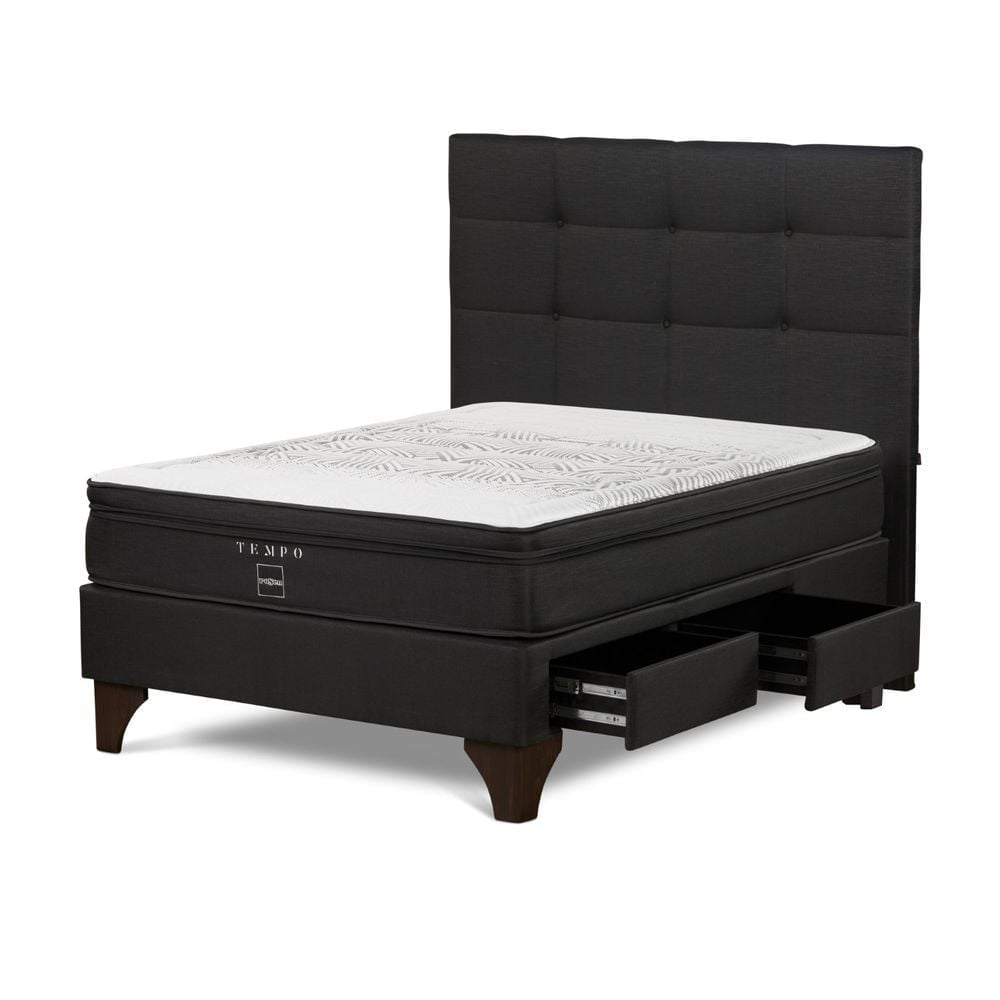 DORMITORIO EUROPEO CON CAJONES ROSEN TEMPO 2 PLAZAS ISSEY GRAFITO - 2