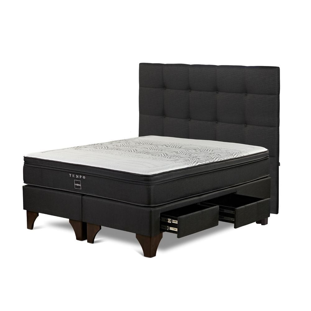 DORMITORIO EUROPEO CON CAJONES ROSEN TEMPO KING ISSEY GRAFITO - 2