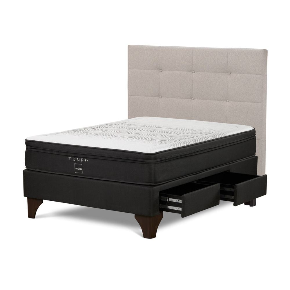 DORMITORIO EUROPEO CON CAJONES ROSEN TEMPO 2 PLAZAS ISSEY NIEBLA - 2