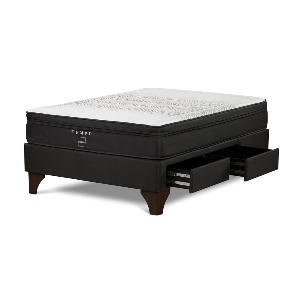 DORMITORIO EUROPEO CON CAJONES ROSEN TEMPO 2 PLAZAS ISSEY NIEBLA - 6