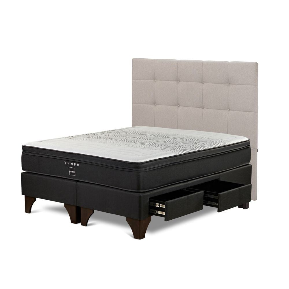DORMITORIO EUROPEO CON CAJONES ROSEN TEMPO QUEEN ISSEY NIEBLA - 2