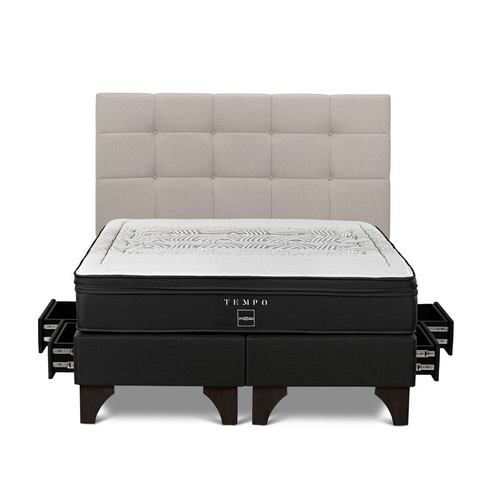 DORMITORIO EUROPEO CON CAJONES ROSEN TEMPO KING ISSEY NIEBLA - 1