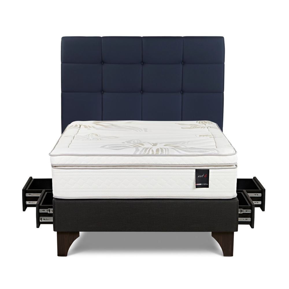 DORMITORIO EUROPEO CON CAJONES ROSEN ART 4 2 PLAZAS ISSEY AZUL - 1