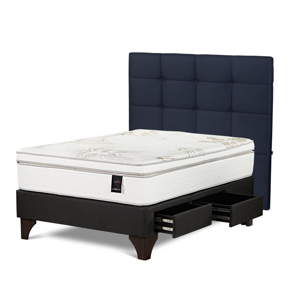 DORMITORIO EUROPEO CON CAJONES ROSEN ART 4 2 PLAZAS ISSEY AZUL - 2