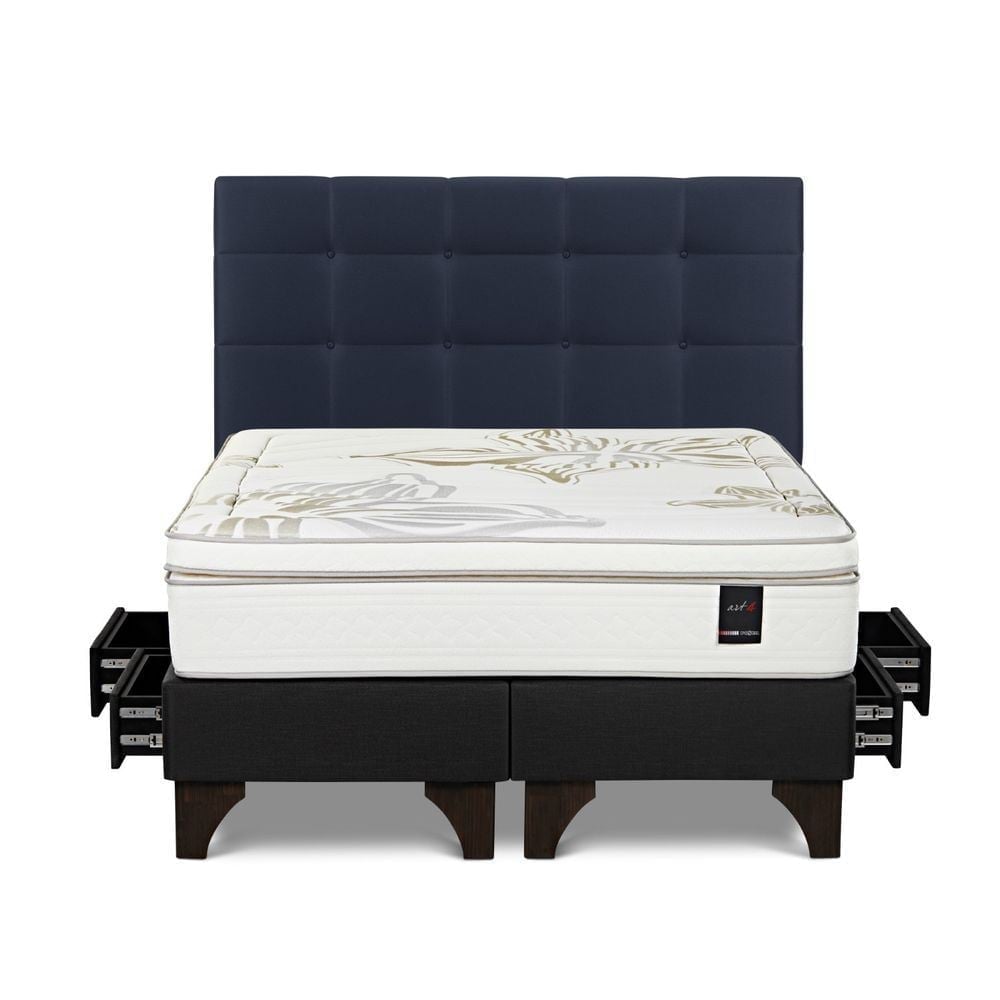 DORMITORIO EUROPEO CON CAJONES ROSEN ART 4 QUEEN ISSEY AZUL - 1