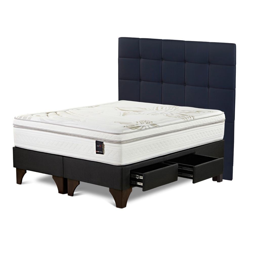 DORMITORIO EUROPEO CON CAJONES ROSEN ART 4 QUEEN ISSEY AZUL - 2