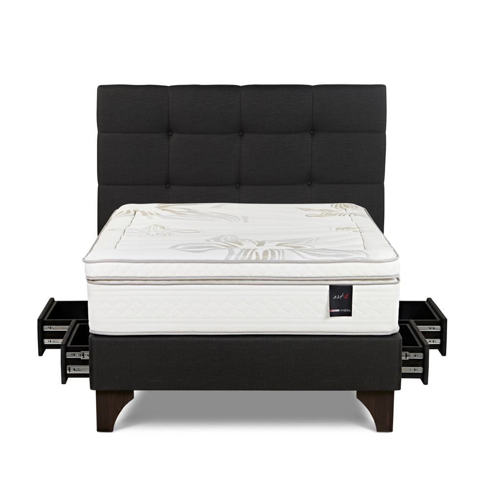 DORMITORIO EUROPEO CON CAJONES ROSEN ART 4 2 PLAZAS ISSEY GRAFITO - 1