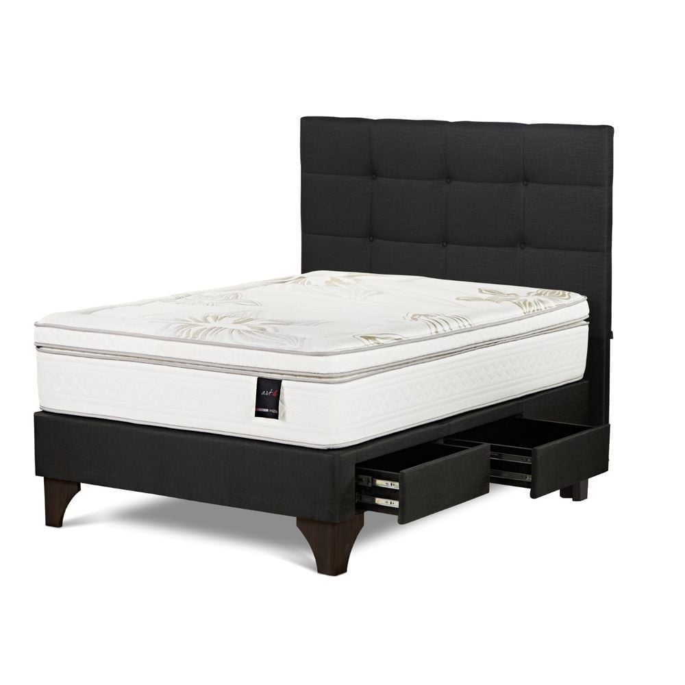 DORMITORIO EUROPEO CON CAJONES ROSEN ART 4 2 PLAZAS ISSEY GRAFITO - 2