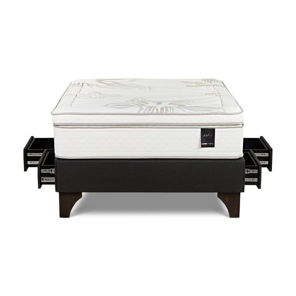 DORMITORIO EUROPEO CON CAJONES ROSEN ART 4 2 PLAZAS ISSEY GRAFITO - 4