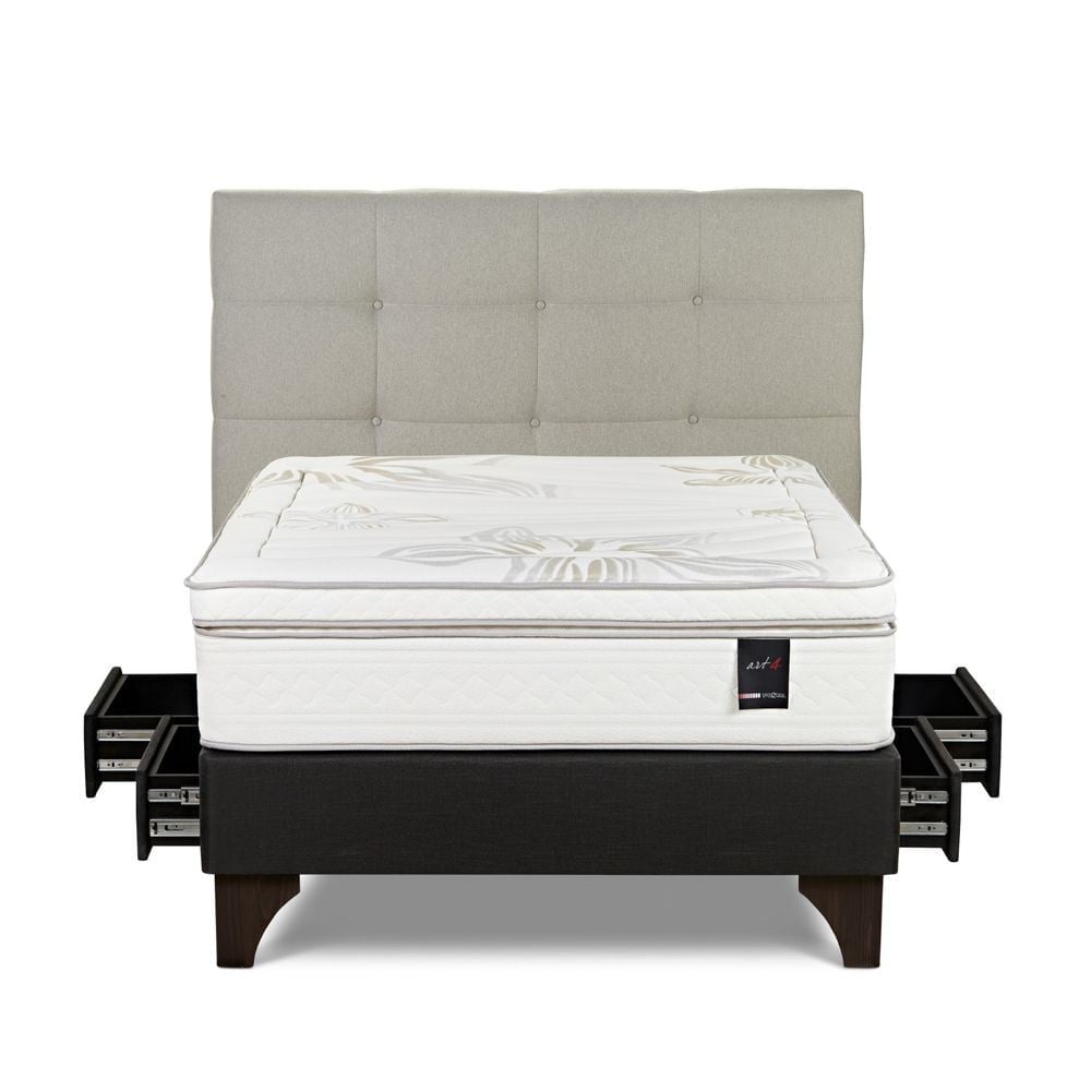 DORMITORIO EUROPEO CON CAJONES ROSEN ART 4 2 PLAZAS ISSEY NIEBLA - 1
