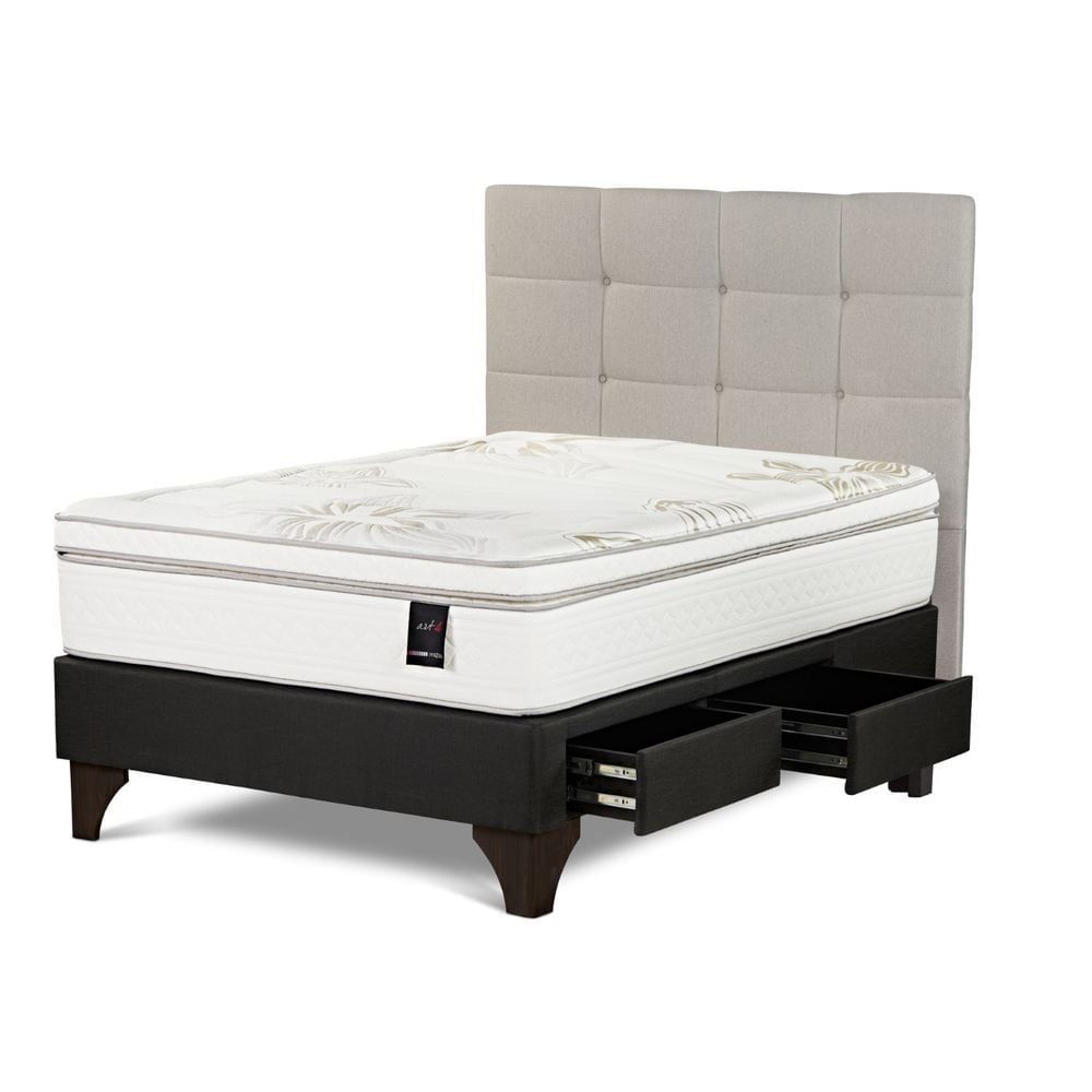 DORMITORIO EUROPEO CON CAJONES ROSEN ART 4 2 PLAZAS ISSEY NIEBLA - 2