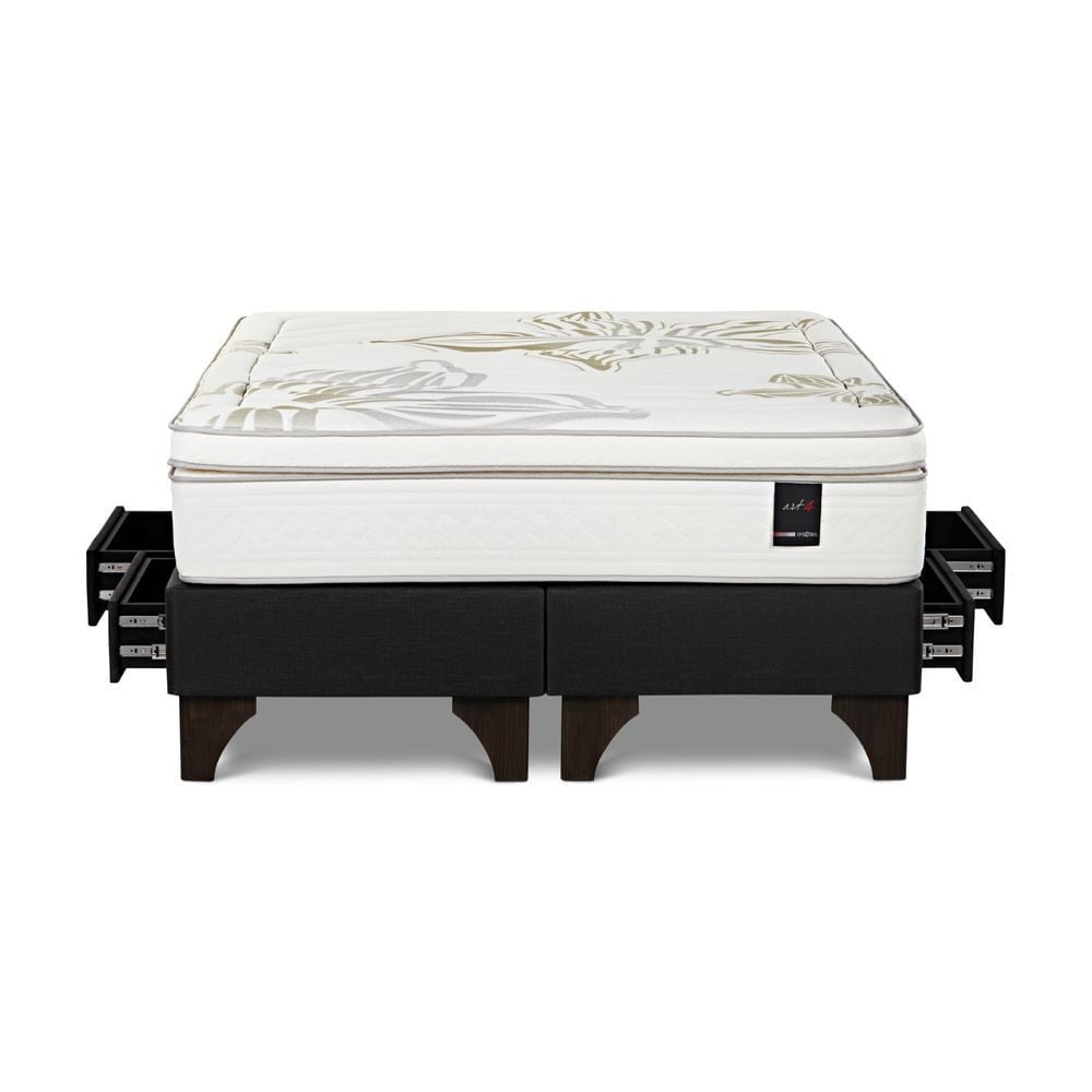 DORMITORIO EUROPEO CON CAJONES ROSEN ART 4 QUEEN ISSEY NIEBLA - 4