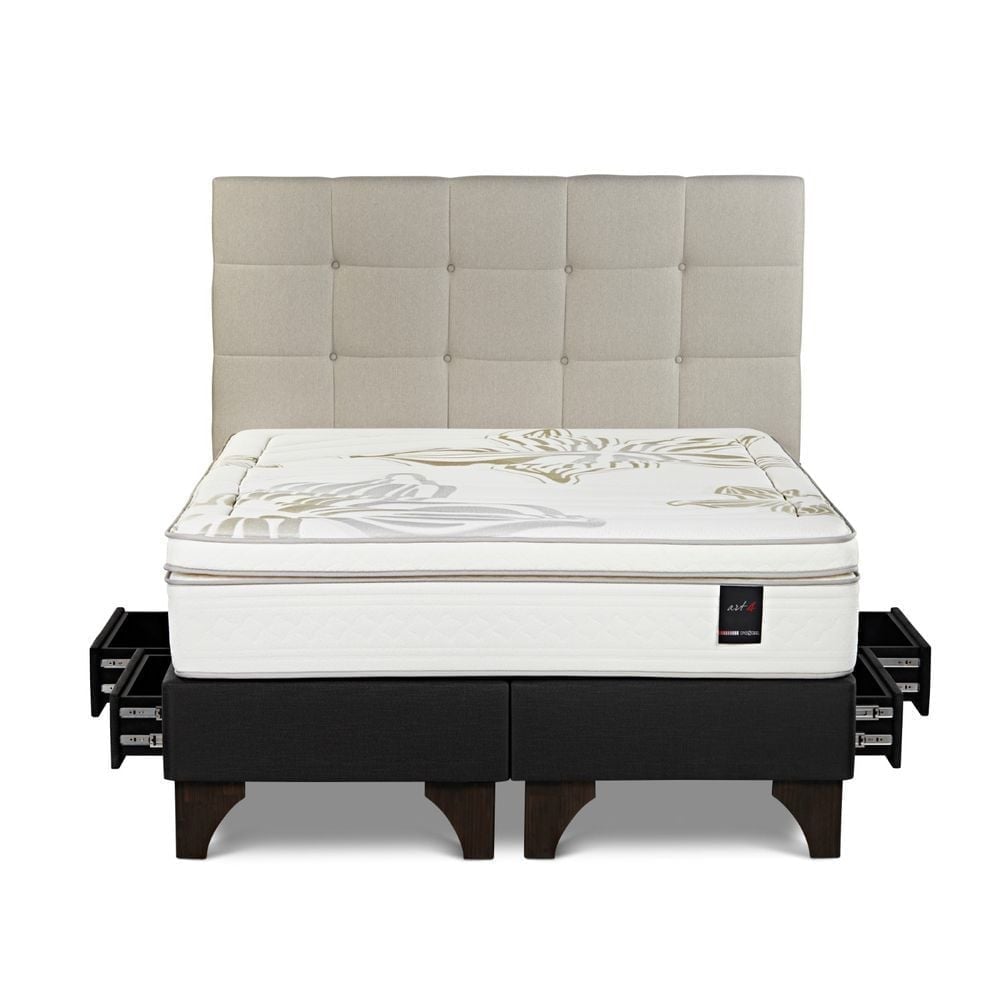 DORMITORIO EUROPEO CON CAJONES ROSEN ART 4 KING ISSEY NIEBLA - 1