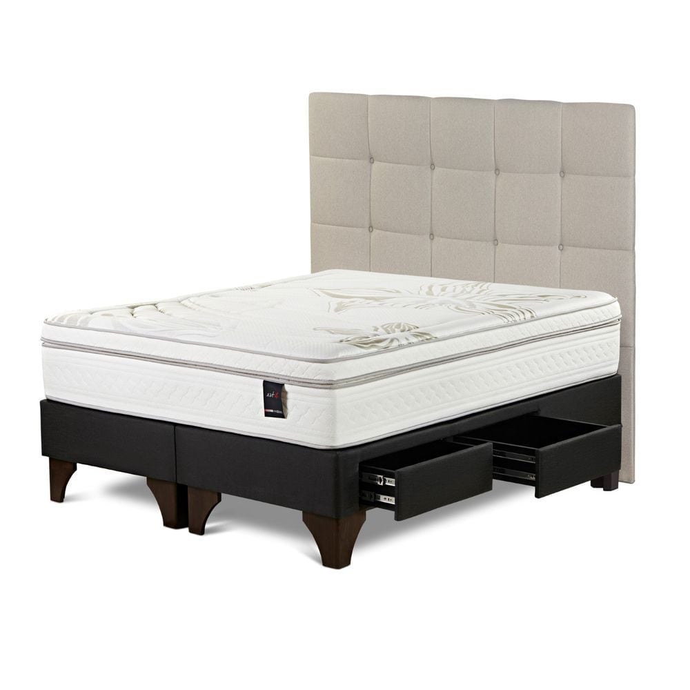 DORMITORIO EUROPEO CON CAJONES ROSEN ART 4 KING ISSEY NIEBLA - 2